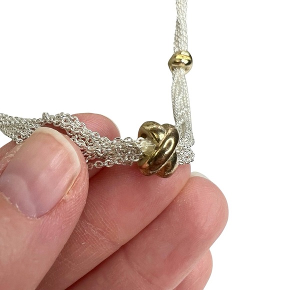 CHAPS Bright Silver Tone Multi Strand & Gold Tone Criss Cross Spacer Necklace - Picture 5 of 10